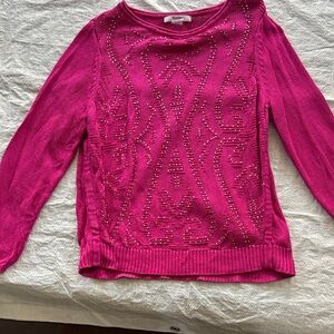 TanJay Fuchsia Sweater with Beaded Design